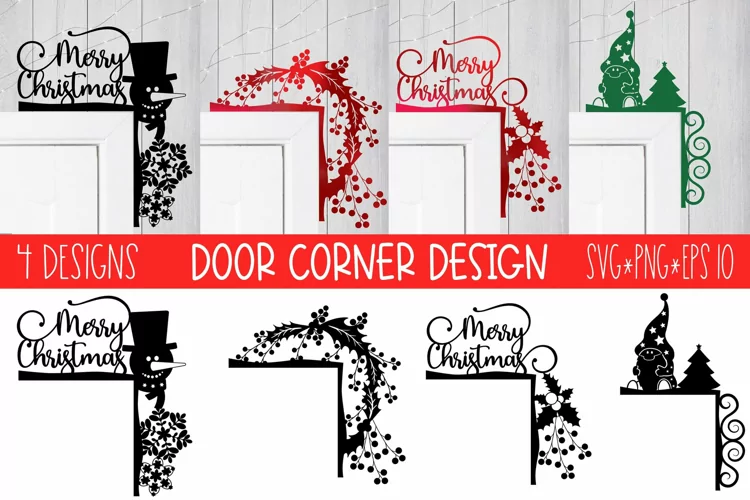 Merry Christmas And Christmas Berries For Door Corner Design