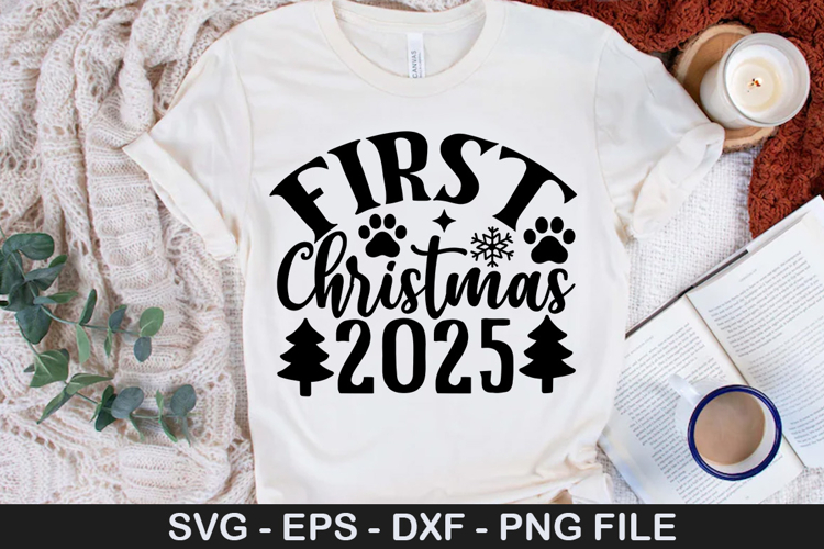 First Christmas 2025 - Christmas Dog SVG Design