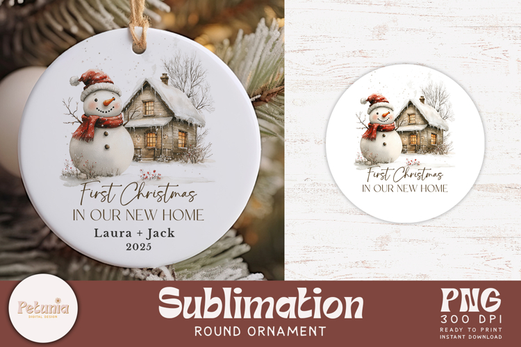 New Home Christmas Ornament | Round Christmas Ornament PNG