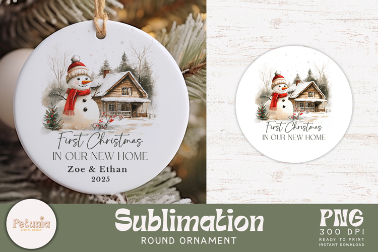 New Home Christmas Ornament | Round Christmas Ornament PNG