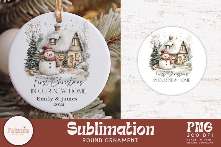 New Home Christmas Ornament | Round Christmas Ornament PNG