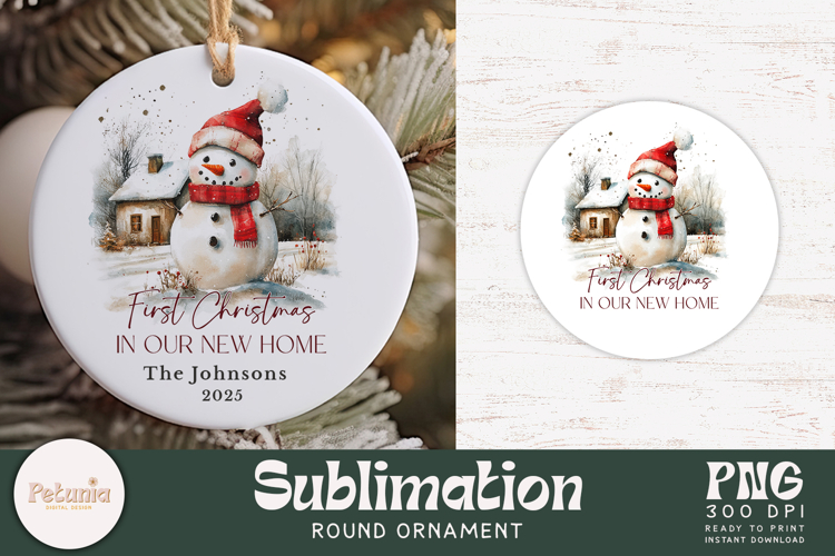 New Home Christmas Ornament | Round Christmas Ornament PNG