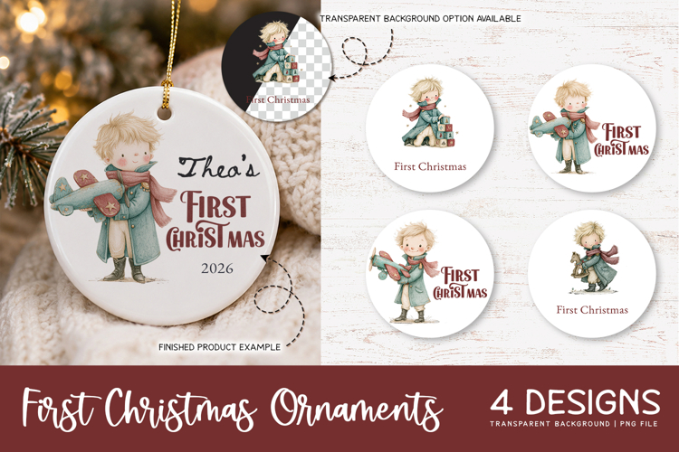 Little Baby Prince PNG | First Christmas Ornament PNG