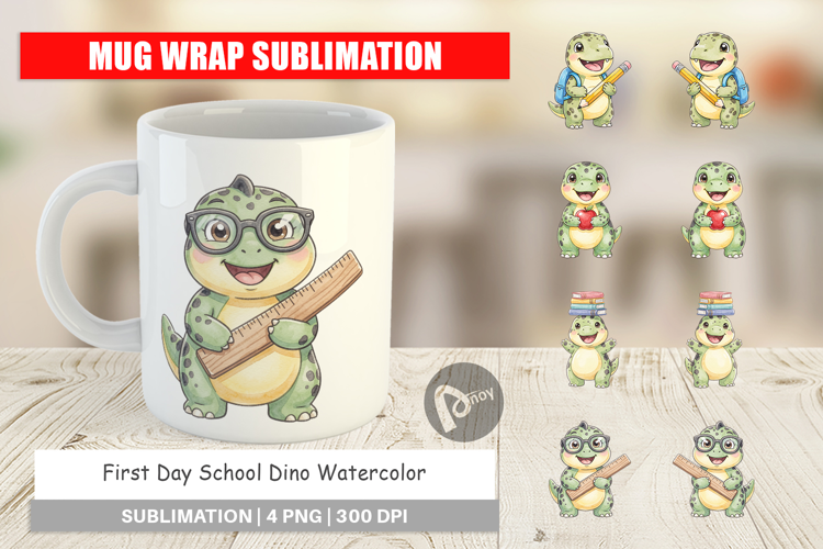 First Day School Dino Mug Wrap
