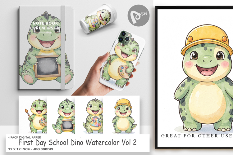 First Day School Dino Digital Paper