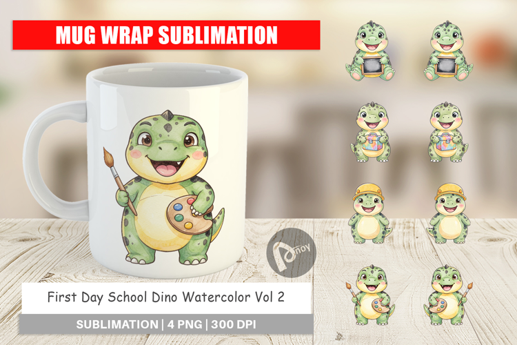 First Day School Dino Mug Wrap