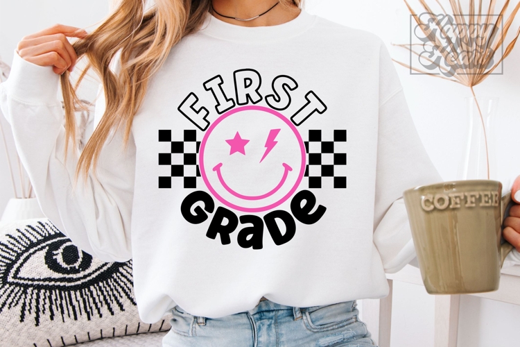 Retro 1st Grade SVG - Back To School PNG - First Grade Vibes