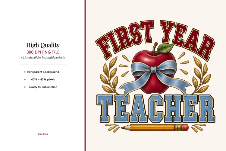 First Year Teacher PNG Design