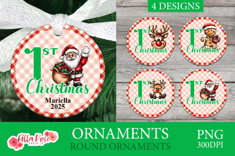 Babys 1st Christmas | Round Christmas Ornament