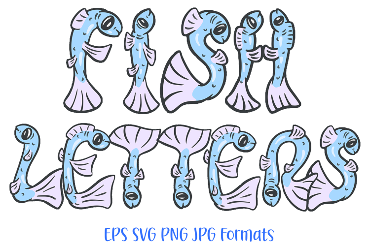 Fish Alphabet Lettering Font Sea Fishing ABC PNG SVG Type