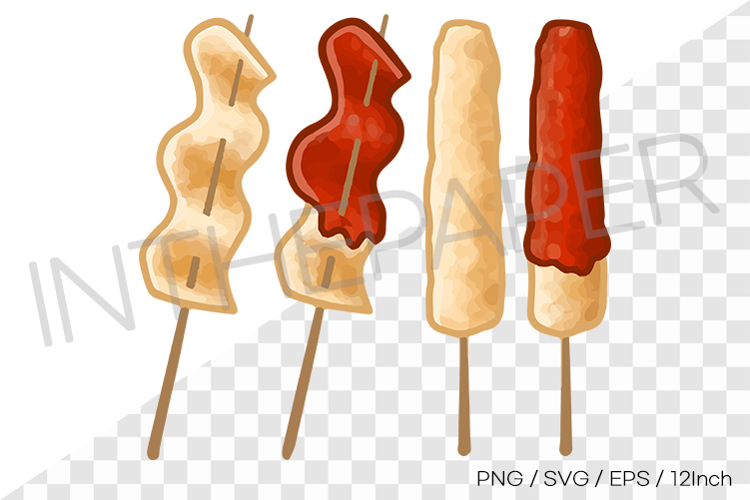 Fish cake 4 version PNG SVG clipart korean food snack illust