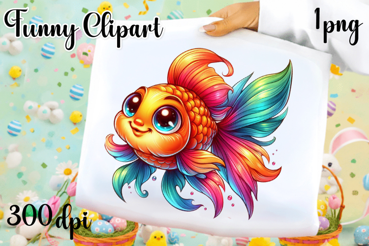 Watercolor baby golden fish clipart. Cute fish illustrations