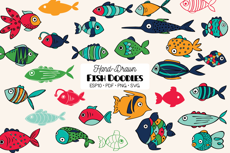 Hand-Drawn Colored Fish | Tropical Fishes | Under the Sea