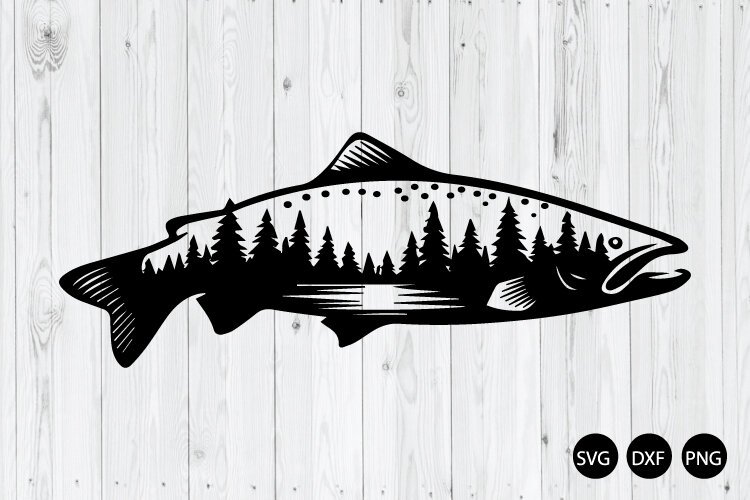 Fishing Scene Fish Silhouette SVG, Bass Scene SVG example image 1