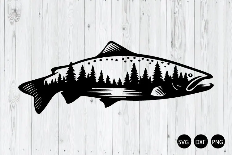 Fishing Scene Fish Silhouette SVG, Bass Scene SVG