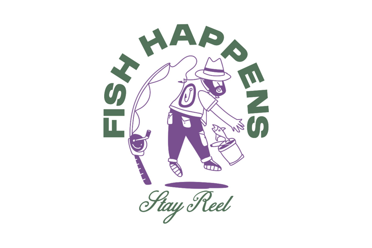 Fish Happens Vintage Summer Fishing T shirt Design