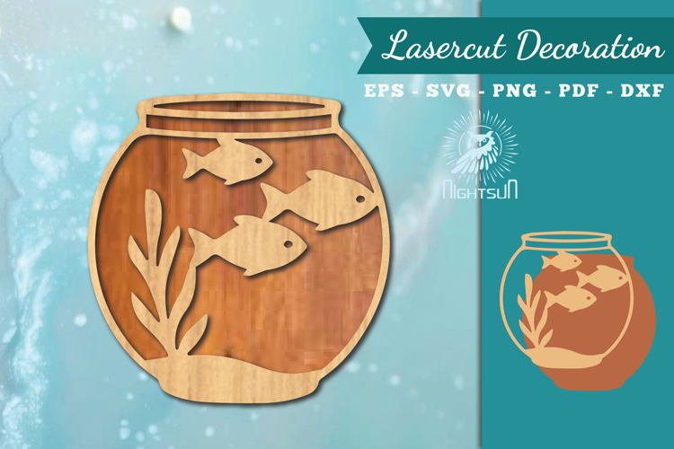 Fish in Glass Bow Lasercut Decoration SVG