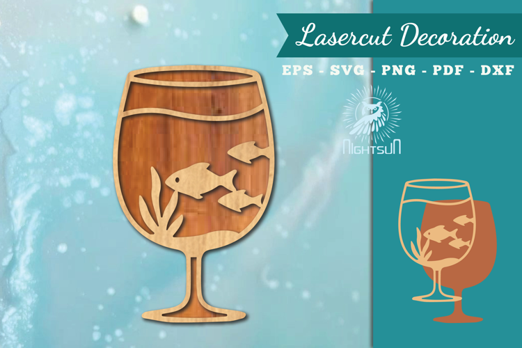 Fish in Glass Lasercut Decoration SVG