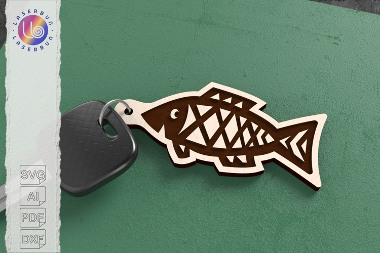 Engraved Fish SVG Animal Keyring Design
