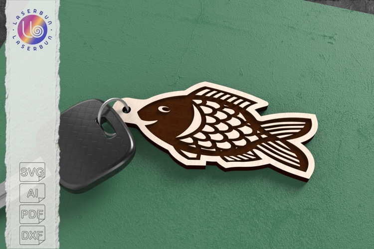 Engraved Fish Keyring SVG Marine Vector
