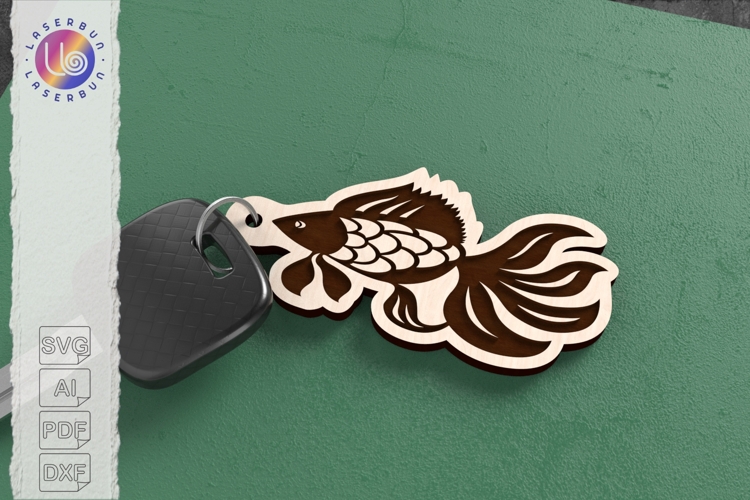 Simple Engraved Fish SVG Keyring Design