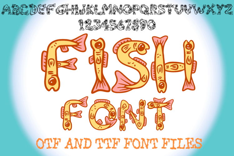 Fish Lettering ABC Text Font Alphabet OTF Goldfish Type Illustration by Squeeb Creative