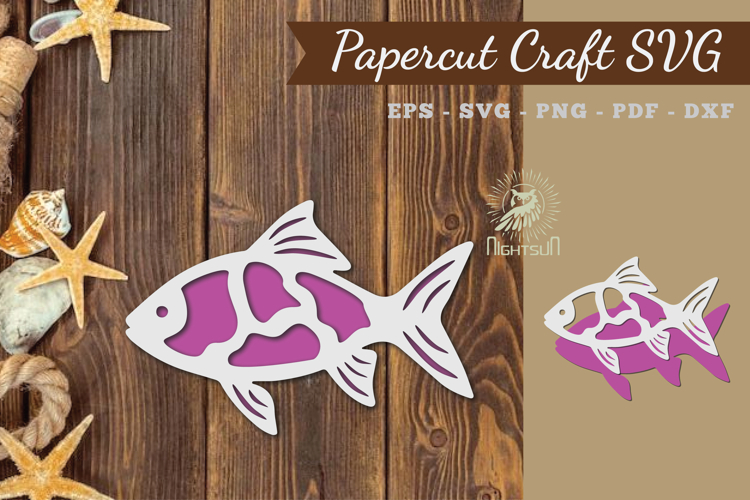 Fish Paper Cut SVG