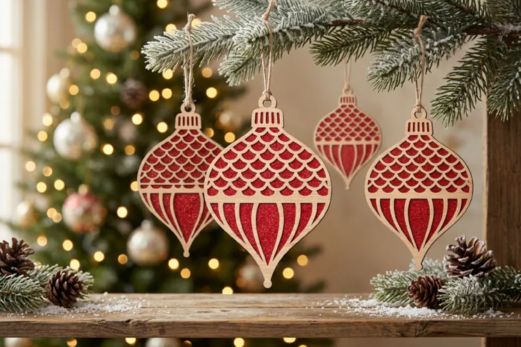 Fish Scale Petals Christmas Ornament SVG Wood Laser Cut