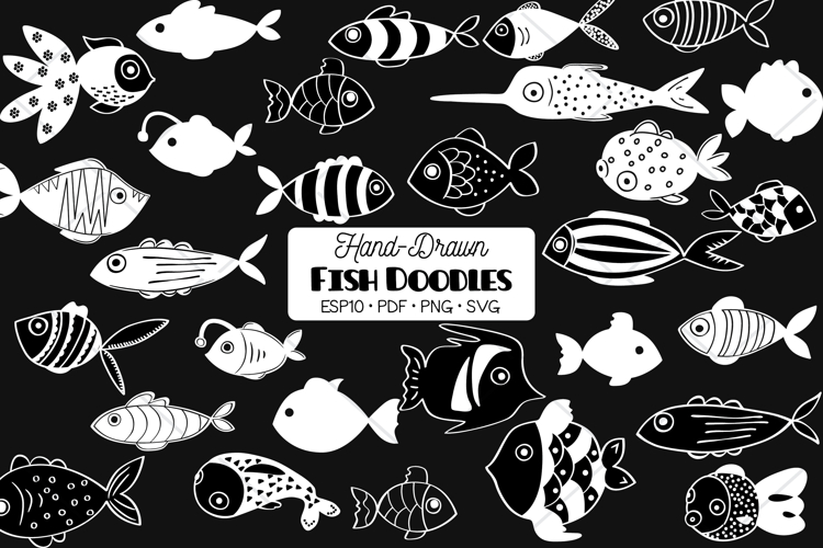 Hand-Drawn White Fish | Tropical Fishes | Under the Sea example image 1