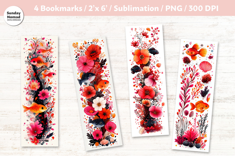 Fish Themed Bookmark , Printable Crafts, 4 PNG example image 1
