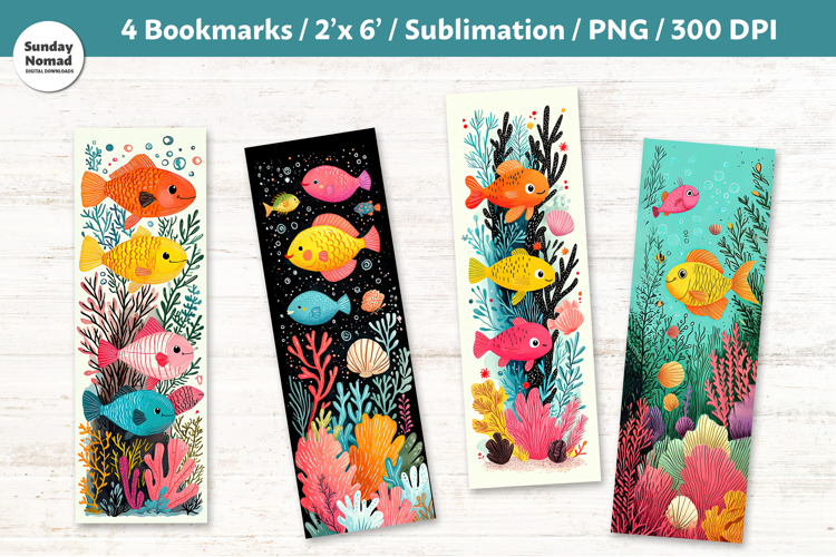 Fish Themed Bookmark , Printable Crafts, 4 PNG example image 1