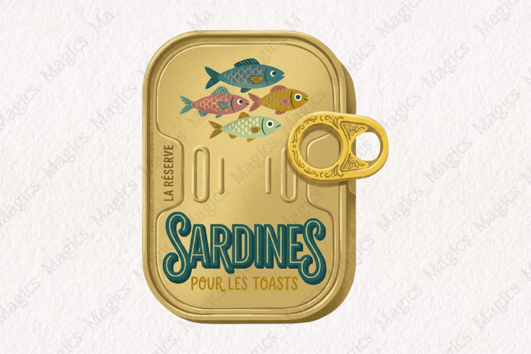 Fisherman Aesthetic Sardines Sublimation Design