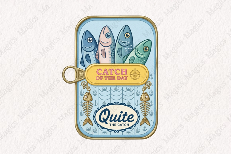 Fisherman Aesthetic Sardines Sublimation Design