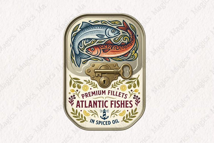 Fisherman Aesthetic Sardines Sublimation Design