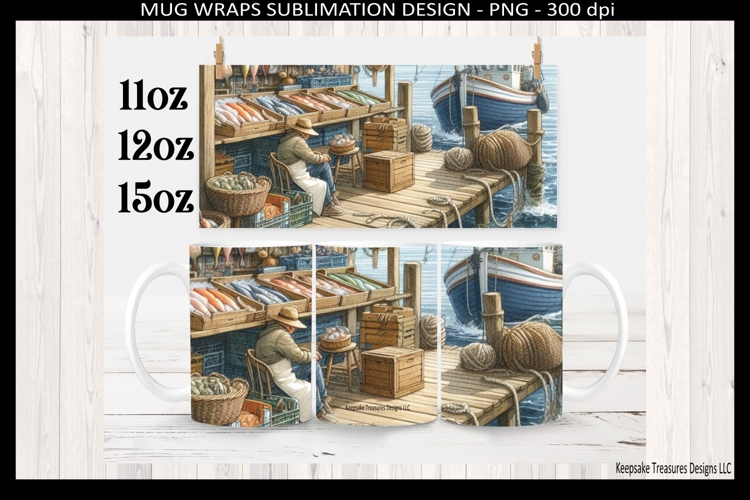 Fisherman Mug Wrap Sublimation PNG, Fathers Day Gift Idea
