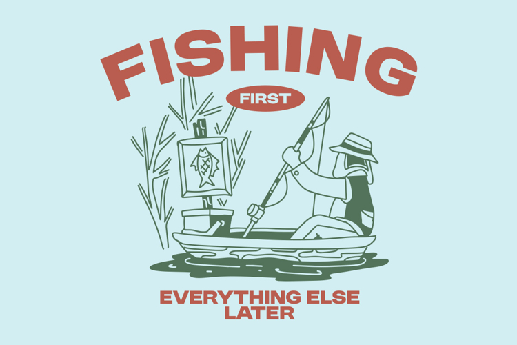 Fishing First Vintage Summer Fishing T shirt Design