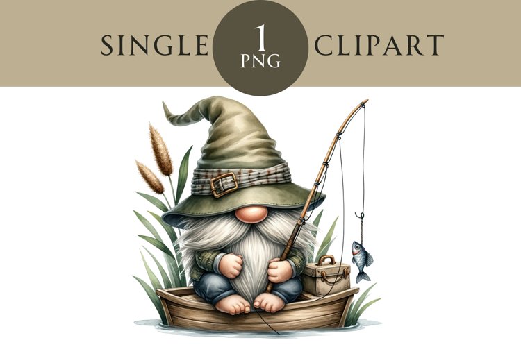 Fishing Gnome Clipart PNG Single Image