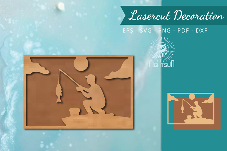 Fishing Lasercut Wall Decor SVG