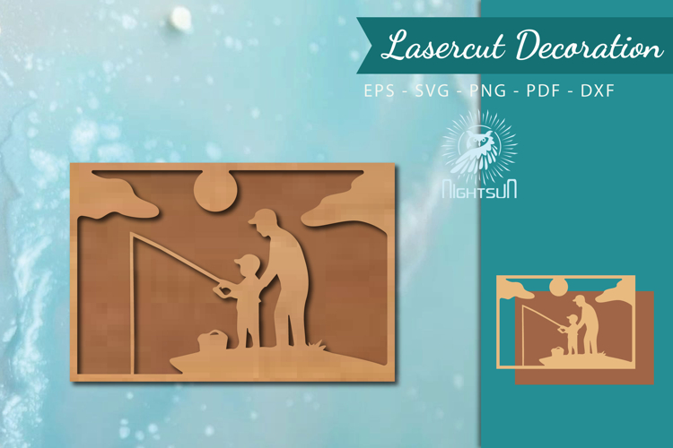 Fishing Lasercut Wall Decor SVG