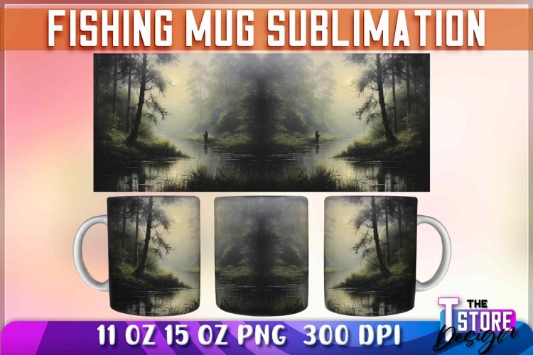 Fishing Mug Sublimation | 11 oz 15 oz Mug | Fishing PNG example image 1