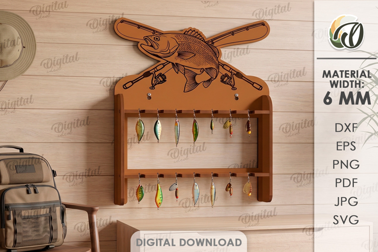 3D Fishing lure rack Laser Cut. Fisherman gift SVG
