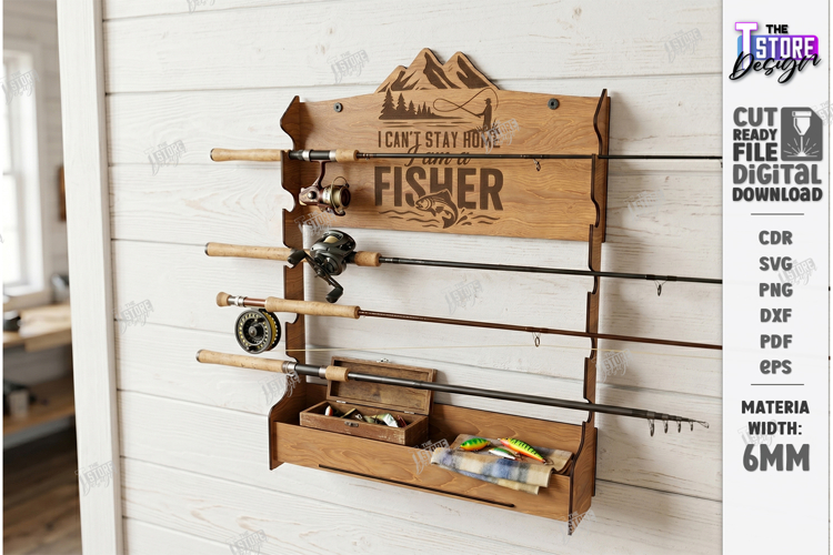 Fishing Rod Rack Design Laser Cut | Fathers Day Gift Idea