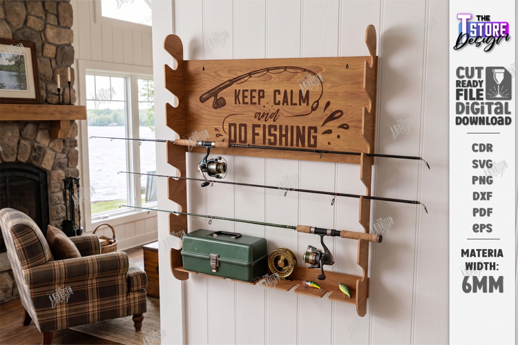 Fishing Rod Rack Design Laser Cut | Fathers Day Gift Idea