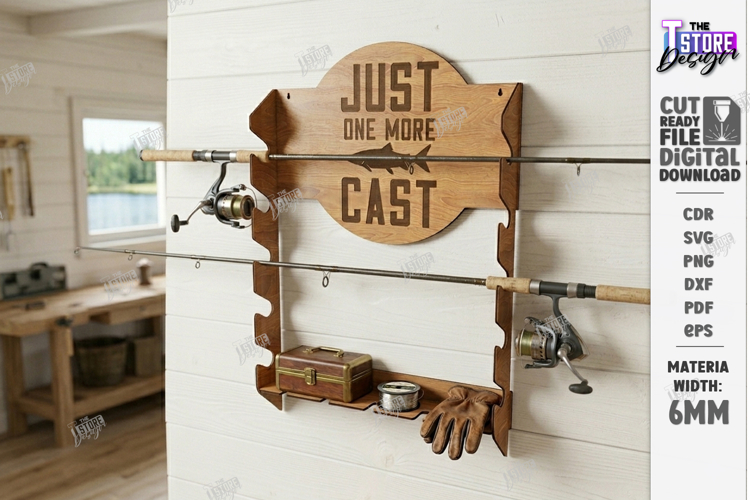 Fishing Rod Rack Design Laser Cut | Fathers Day Gift Idea