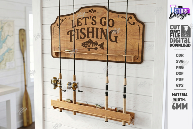 Fishing Rod Rack Design Laser Cut | Fathers Day Gift Idea
