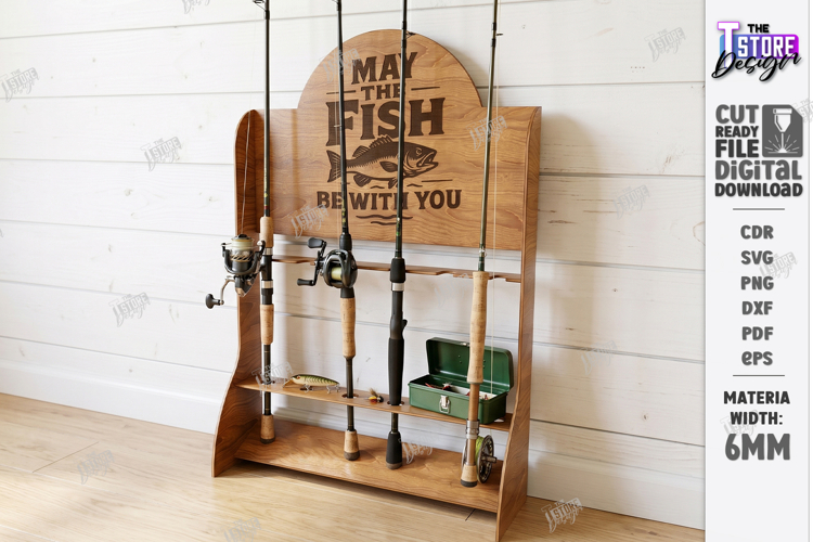 Fishing Rod Rack Laser Cut | Fathers Day | Rack Stand SVG