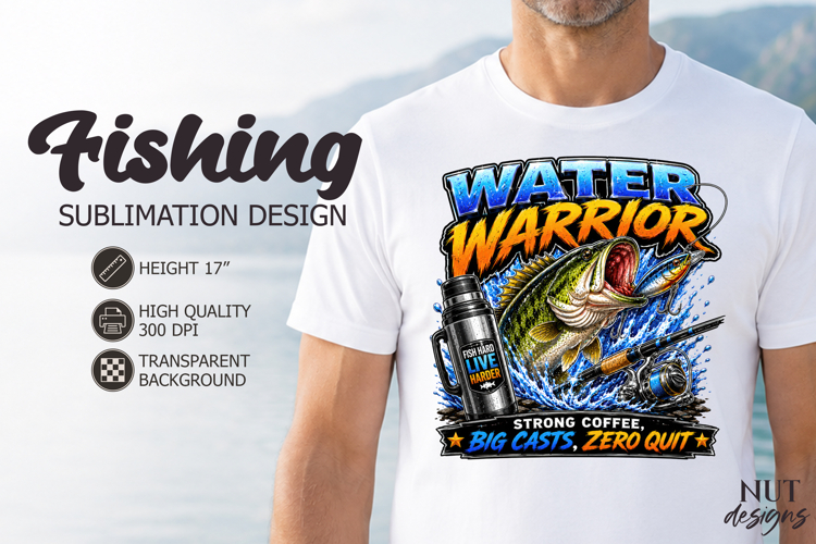 Fisherman Fathers day tshirt Water Warrior Fishing design