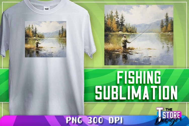 Fishing Sublimation | T-Shirt Design | PNG File| Fishing PNG example image 1