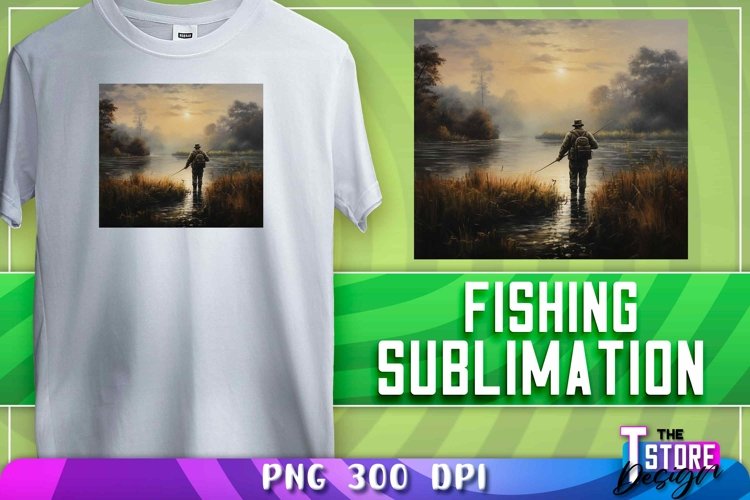 Fishing Sublimation | T-Shirt Design | PNG File| Fishing PNG example image 1