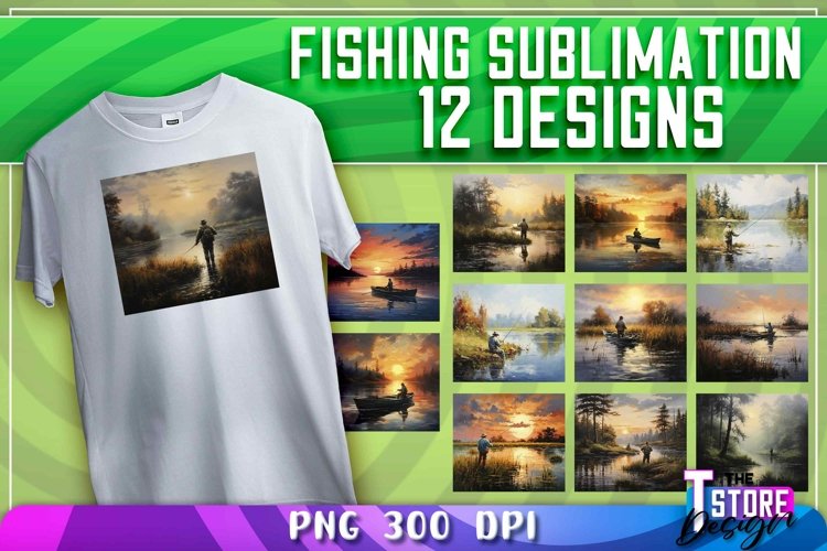 Fishing Sublimation Bundle|Fishing PNG design|River Design example image 1